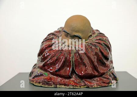 Ancient Chinese monk sculpture Stock Photo