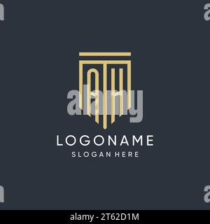 AH monogram with modern and luxury shield shape design vector graphic Stock Vector