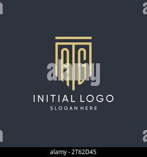 AG monogram with modern and luxury shield shape design vector graphic Stock Vector