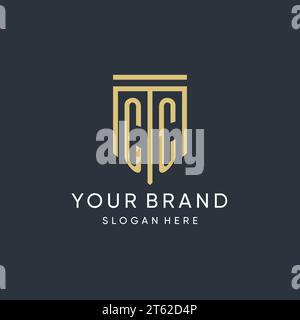CC monogram with modern and luxury shield shape design vector graphic Stock Vector