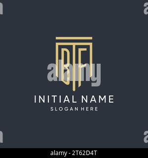 BF monogram with modern and luxury shield shape design vector graphic Stock Vector