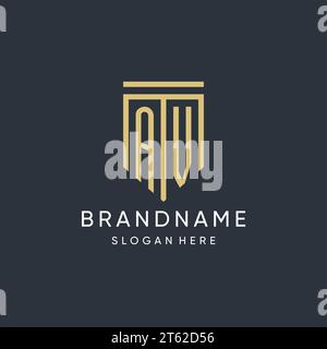 AV monogram with modern and luxury shield shape design vector graphic Stock Vector