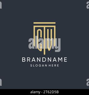 CV monogram with modern and luxury shield shape design vector graphic Stock Vector