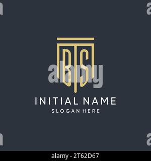 BS monogram with modern and luxury shield shape design vector graphic Stock Vector