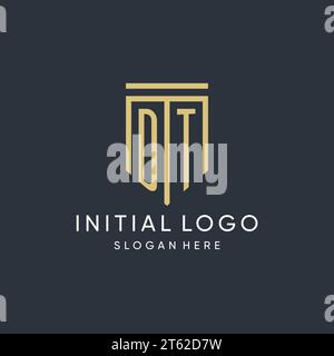 DT monogram with modern and luxury shield shape design vector graphic Stock Vector