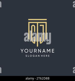 CJ monogram with modern and luxury shield shape design vector graphic Stock Vector