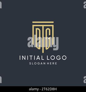 DG monogram with modern and luxury shield shape design vector graphic Stock Vector