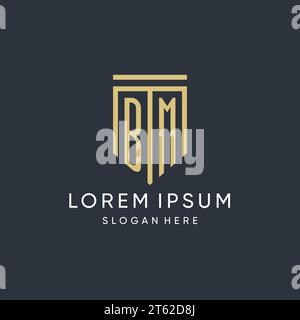 BM monogram with modern and luxury shield shape design vector graphic Stock Vector