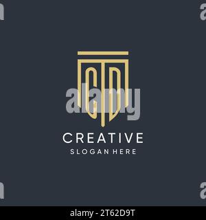 CD monogram with modern and luxury shield shape design vector graphic Stock Vector