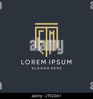 EM monogram with modern and luxury shield shape design vector graphic Stock Vector