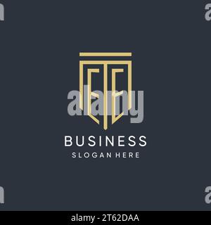 EE monogram with modern and luxury shield shape design vector graphic Stock Vector