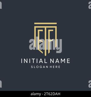 EF monogram with modern and luxury shield shape design vector graphic Stock Vector