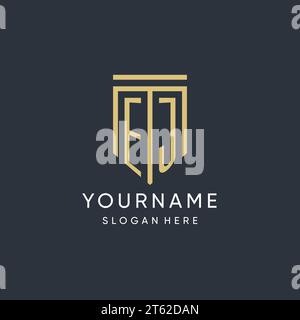 EJ monogram with modern and luxury shield shape design vector graphic Stock Vector