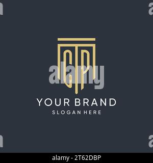 CP monogram with modern and luxury shield shape design vector graphic Stock Vector