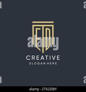 ED monogram with modern and luxury shield shape design vector graphic Stock Vector