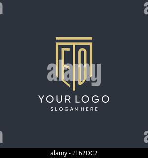 EO monogram with modern and luxury shield shape design vector graphic Stock Vector