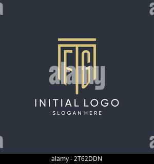 FG monogram with modern and luxury shield shape design vector graphic Stock Vector