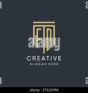 FD monogram with modern and luxury shield shape design vector graphic Stock Vector