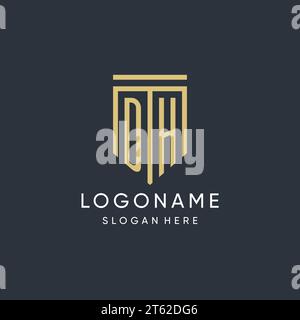 DH monogram with modern and luxury shield shape design vector graphic Stock Vector