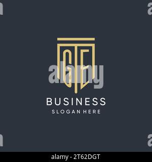 GE monogram with modern and luxury shield shape design vector graphic Stock Vector