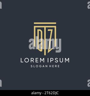 DZ monogram with modern and luxury shield shape design vector graphic Stock Vector