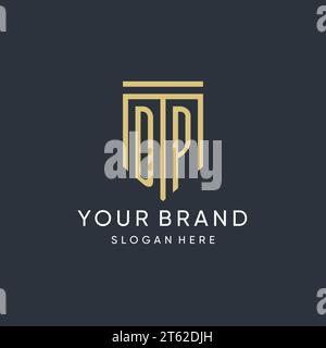 DP monogram with modern and luxury shield shape design vector graphic Stock Vector