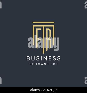 FR monogram with modern and luxury shield shape design vector graphic Stock Vector