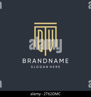DV monogram with modern and luxury shield shape design vector graphic Stock Vector