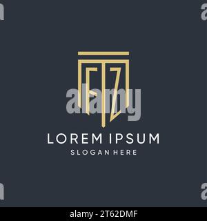 FZ monogram with modern and luxury shield shape design vector graphic Stock Vector