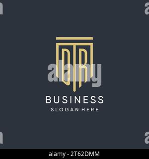 DR monogram with modern and luxury shield shape design vector graphic Stock Vector