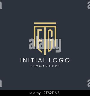 EG monogram with modern and luxury shield shape design vector graphic Stock Vector