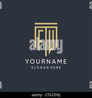 FW monogram with modern and luxury shield shape design vector graphic Stock Vector