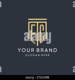 EC monogram with modern and luxury shield shape design vector graphic Stock Vector
