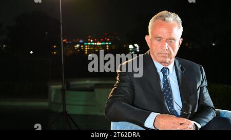 Robert F. Kennedy, Jr. speaks at a fundraising event for his 2024 United States presidential run. Stock Photo