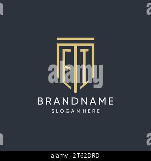 EI monogram with modern and luxury shield shape design vector graphic Stock Vector
