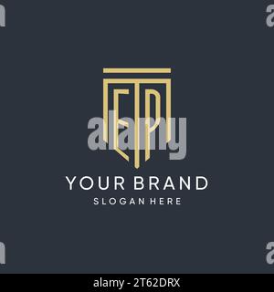 EP monogram with modern and luxury shield shape design vector graphic Stock Vector