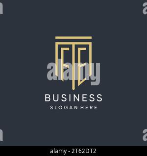 FE monogram with modern and luxury shield shape design vector graphic Stock Vector