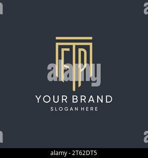 FP monogram with modern and luxury shield shape design vector graphic Stock Vector