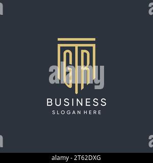 GR monogram with modern and luxury shield shape design vector graphic Stock Vector