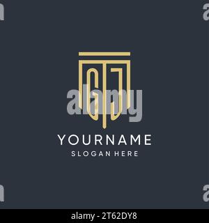 GJ monogram with modern and luxury shield shape design vector graphic Stock Vector
