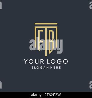 FB monogram with modern and luxury shield shape design vector graphic Stock Vector