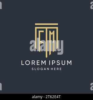 FM monogram with modern and luxury shield shape design vector graphic Stock Vector