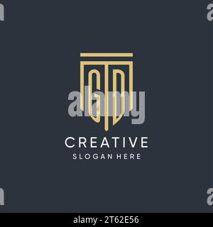 GD monogram with modern and luxury shield shape design vector graphic Stock Vector