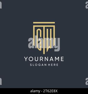 GW monogram with modern and luxury shield shape design vector graphic Stock Vector