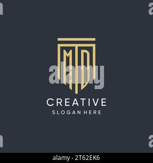 MD monogram with modern and luxury shield shape design vector graphic Stock Vector