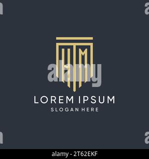 HM monogram with modern and luxury shield shape design vector graphic Stock Vector