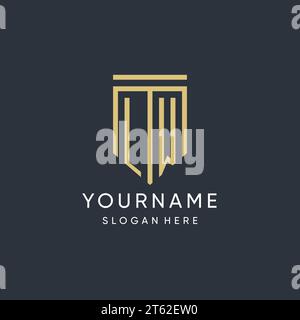 LW monogram with modern and luxury shield shape design vector graphic Stock Vector