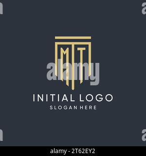 MT monogram with modern and luxury shield shape design vector graphic Stock Vector