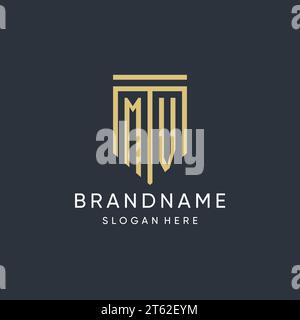 MV monogram with modern and luxury shield shape design vector graphic Stock Vector
