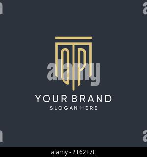 OP monogram with modern and luxury shield shape design vector graphic Stock Vector